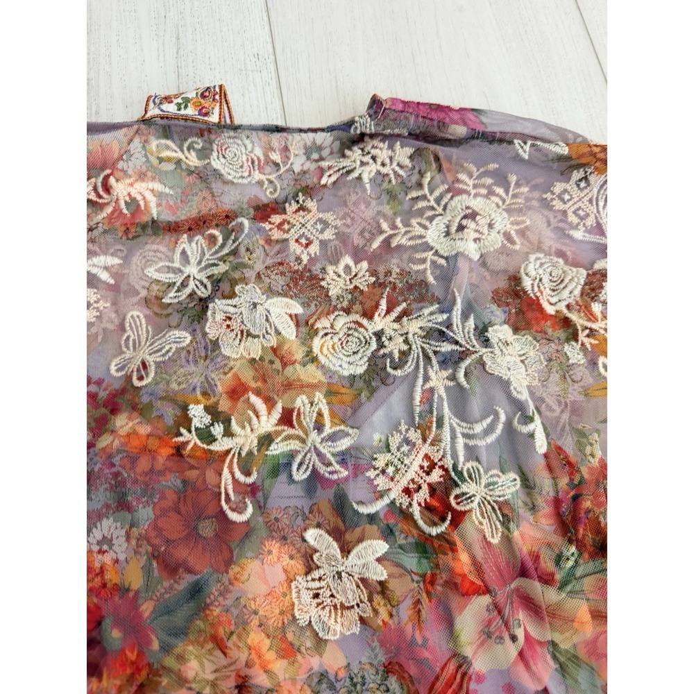 NWT Johnny Was Mae Floral Mesh Top w/ Slip Sz M Embroidered Asteria Floral $298 - Picture 12 of 15
